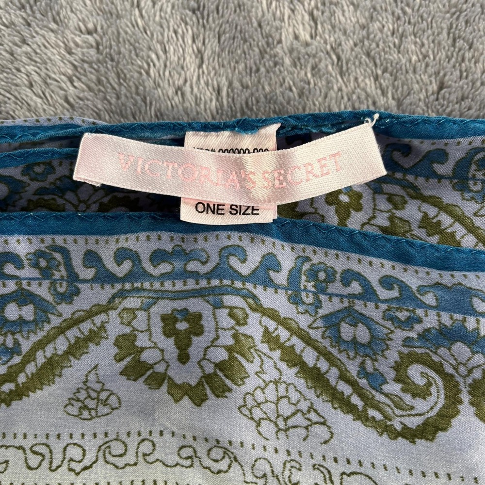 Vintage 1999 Victoria's Secret Silk Sarong Blue Ombre Paisley Coastal Coverup - Picture 2 of 10